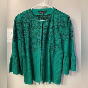Ming Wang Medium Green & Black Knit Jacket